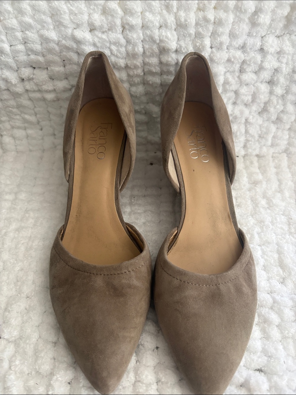 Franco Sarto Taupe Suede D'Orsay Pointed wedges